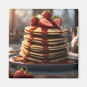 Pfannkuchen mit Erdbeeren Magnet