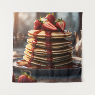 Pfannkuchen mit Erdbeeren Wandteppich