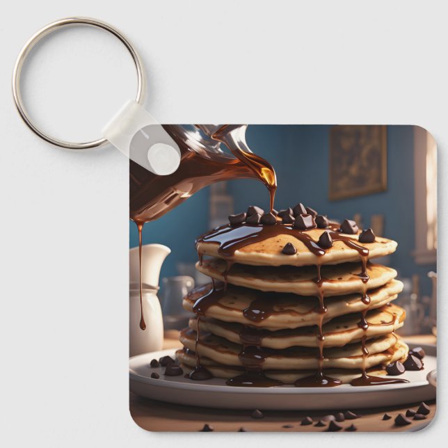 Pfannkuchen mit Schokoladenstückchen. Schlüsselanhänger (Vorderseite)