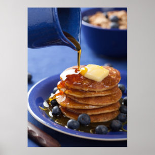Pfannkuchen mit Sirup und Heidelbeere Poster