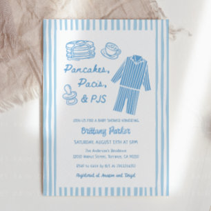 Pfannkuchen, Pacis & PJs Jungen-Baby-Party Einladung