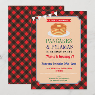 Pfannkuchen & Pyjama-Party Weihnachts-Pyjamas Rot Einladung