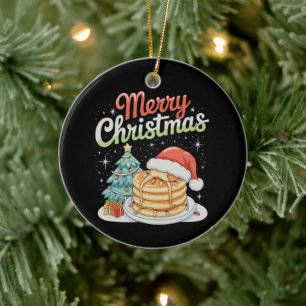 Pfannkuchen Santa Hut Weihnachtsbaum Lichter Xmas Keramik Ornament