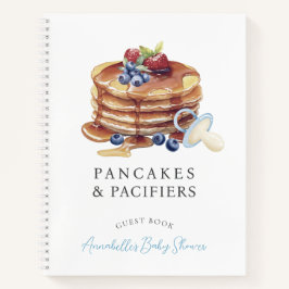 Pfannkuchen & Schnuller Blaues Babyshower-Gästebuc Notizbuch
