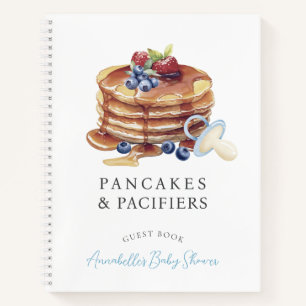 Pfannkuchen & Schnuller Blaues Babyshower-Gästebuc Notizbuch