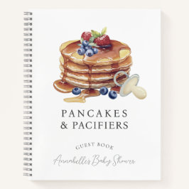 Pfannkuchen & Schnuller Graue Babyparty Gästebuch Notizbuch
