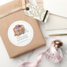 Pfannkuchen & Schnuller Graue Babyparty Runder Aufkleber