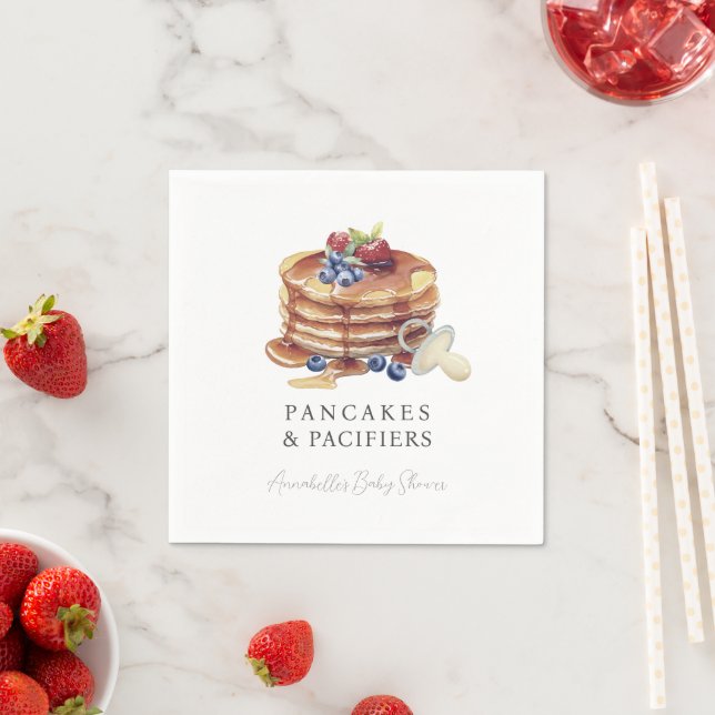 Pfannkuchen & Schnuller Graue Babyparty Serviette (Beispiel)