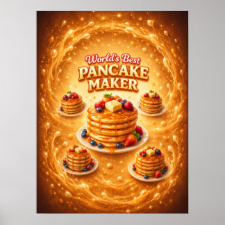 Pfannkuchen-Stapel-Sirup-Glow-Vibe Poster