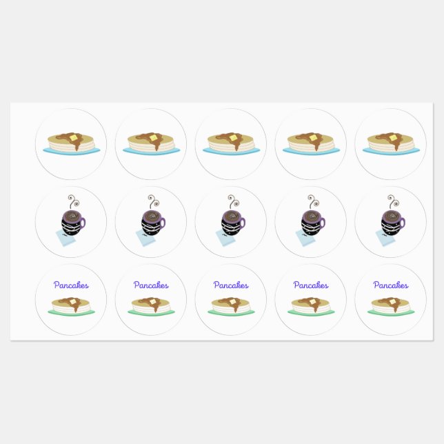 Pfannkuchen und Kaffee Etiketten (Blatt)