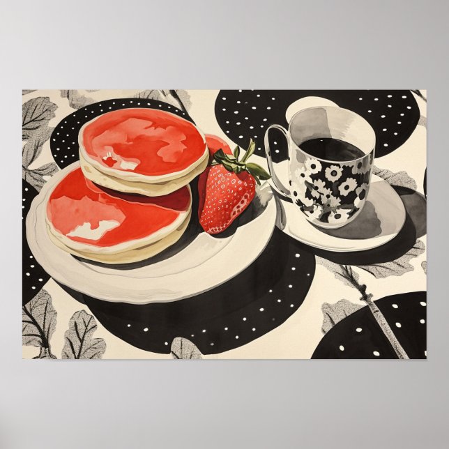 Pfannkuchen und Kaffee Poster (Vorne)