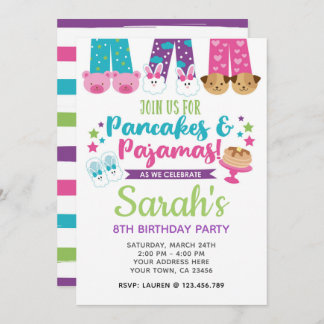 Pfannkuchen und Pajamas zum Geburtstag Einladung