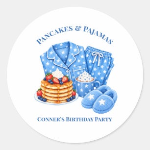 Pfannkuchen und Pyjama Jungen-Geburtstagsfeier Runder Aufkleber