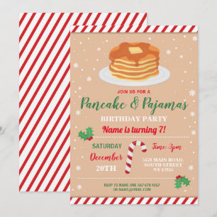 Pfannkuchen- und Pyjama-Party Weihnachts-Pyjama-Ei Einladung