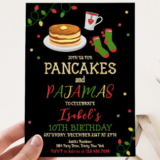 Pfannkuchen und Pyjama Weihnachten Geburtstag Einladung