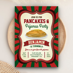 Pfannkuchen und Pyjamas   Weihnachtsgeburtstagsfei Einladung