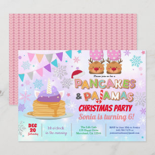Pfannkuchen und Schlafanzug Weihnachtsgeburtstag E Einladung