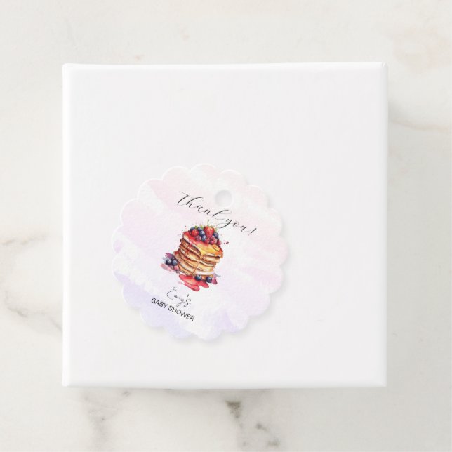 Pfannkuchen und Schnuller Brunch Babydusche Geschenkanhänger (Beispiel)