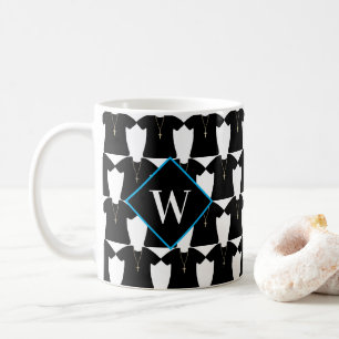 Pfarrer der Kirche, Schwarzer Cassock Monogramm Kaffeetasse