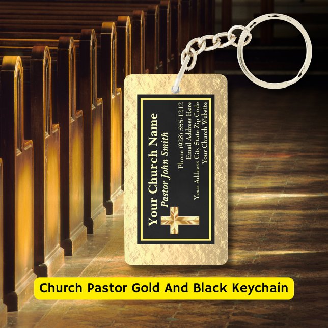 Pfarrer Gold und Schwarzer Bulk Schlüsselanhänger (Church Pastor Gold And Black Keychain
)