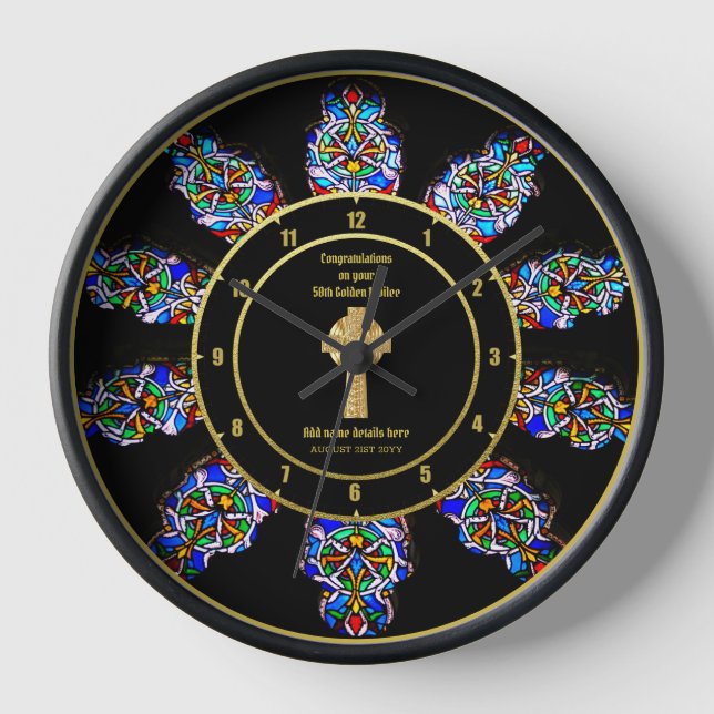Pfarrer Priester Ordination Jubiläum festes Glas Uhr (Vorderseite)
