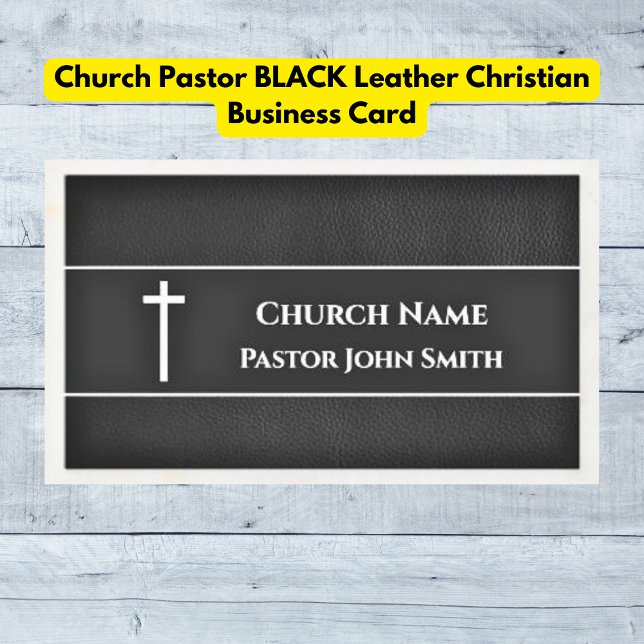 Pfarrhaus BLACK Leather Christlich Visitenkarte (Church Pastor BLACK Leather Christian Business Cards)