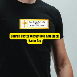 Pfarrkirche Klassisches Gold und Schwarz Namenschild