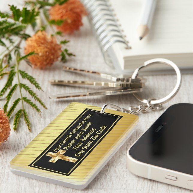 Pfarrkirche Klassisches Gold und Schwarz Schlüsselanhänger (Vorderseite rechts)