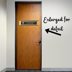 Pfarrkirche Klassisches Gold und Schwarz Türschild