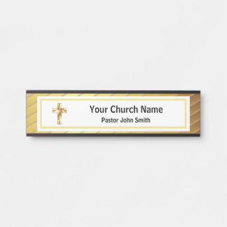 Pfarrkirche Klassisches Gold und Schwarz Türschild
