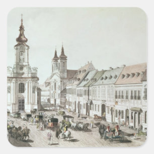 Pfarrkirche und Friedhof von Fauxbourg Quadratischer Aufkleber