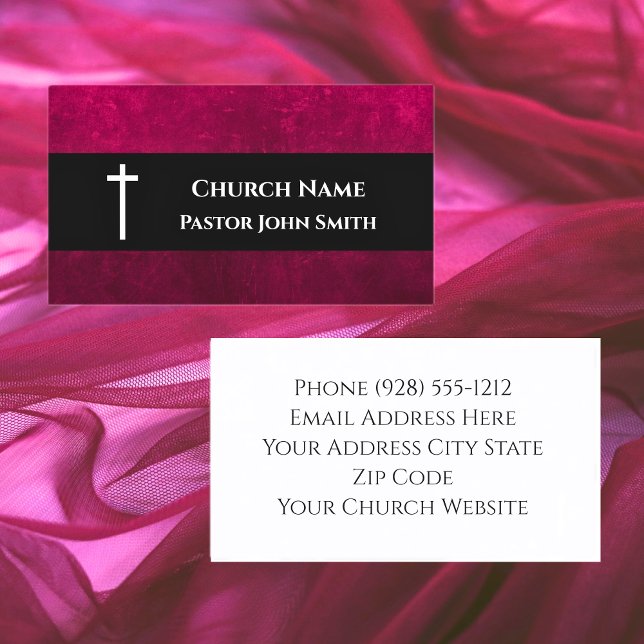 Pfarrkirche Vintages rotes Velvet Christlich Visitenkarte (Church Pastor Vintage Red Velvet Christian Business Card)