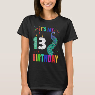 Pfau 13. Geburtstag Niedliche Vögel Tier Grafik T-Shirt