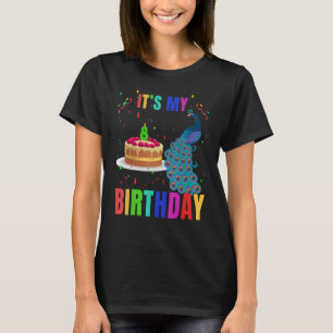 Pfau 8. Geburtstag Niedliche Vögel Tier Grafik T-Shirt
