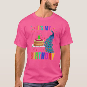 Pfau 8. Geburtstag Niedliche Vögel Tier Grafik T-Shirt
