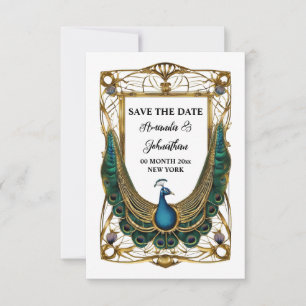 Pfau abstrakter Jugendstil-Rahmen dekoriert Save The Date