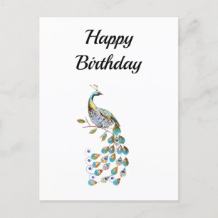 Pfau   Alles Gute zum Geburtstag   Minimal  Postkarte