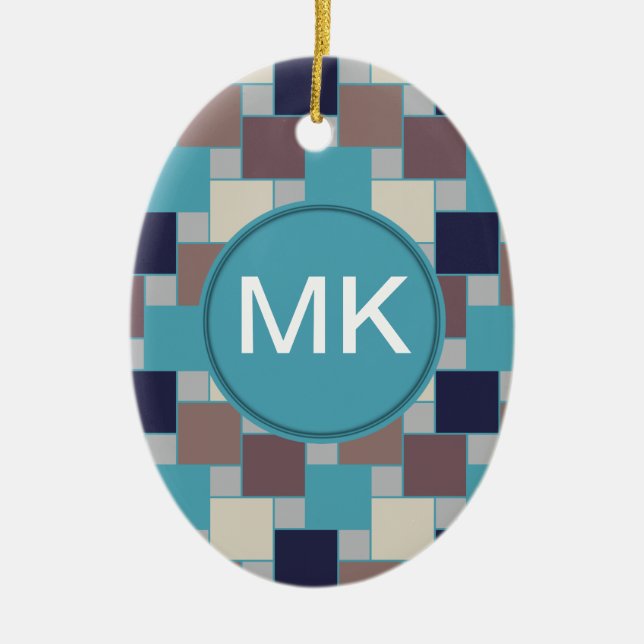 Pfau am Strand Keramik Ornament (Vorne)