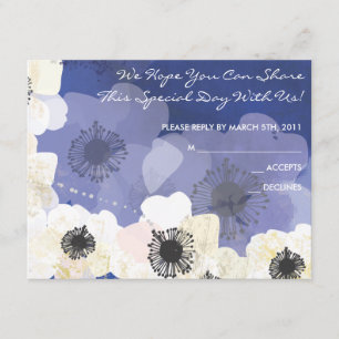 Pfau & Anemone Blume Bat Mitzvah REPLY CARD RSVP Karte