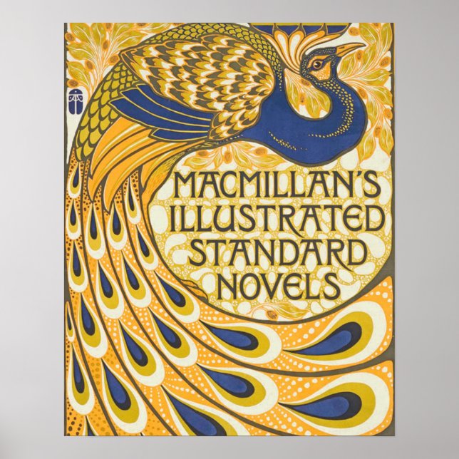 Pfau Antike Vintage Farbe Poster (Vorne)