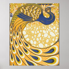 Pfau Antike Vintage Farbe Poster