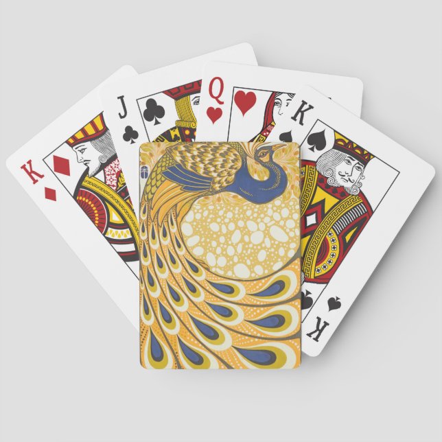 Pfau Antike Vintage Farbe Spielkarten (Rückseite)