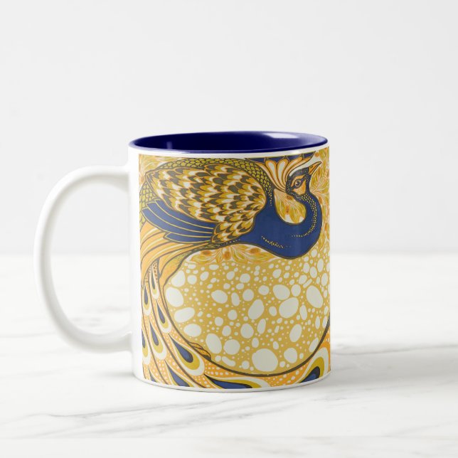 Pfau Antike Vintage Farbe Zweifarbige Tasse (Links)