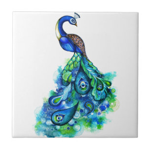 Pfau-Aquarell Fliese