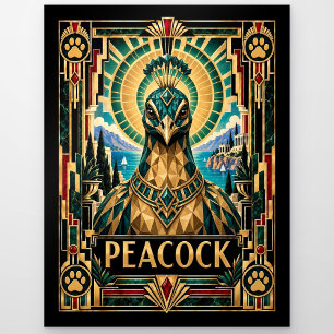 Pfau, Art Deco Wildlife Postkarte