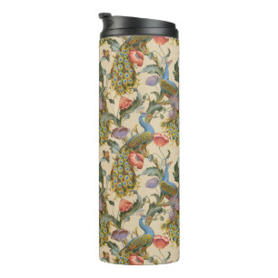 Pfau Art Nouveau Blumenmuster Thermosbecher
