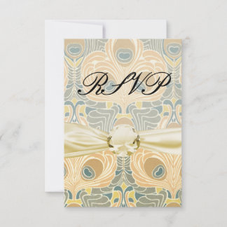 Pfau Art Nouveau RSVP Karte