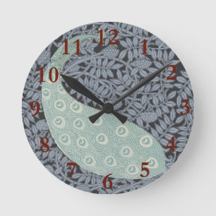 Pfau Art Nouveau Vogel Klassiker Runde Wanduhr