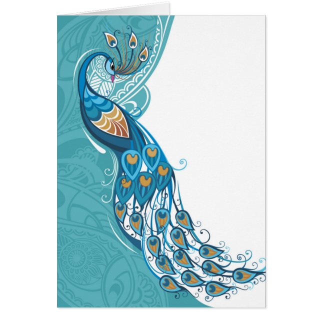 Pfau auf aquamariner Illustration (Vorne)
