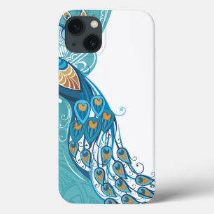 Pfau auf aquamariner Illustration iPhone 13 Hülle